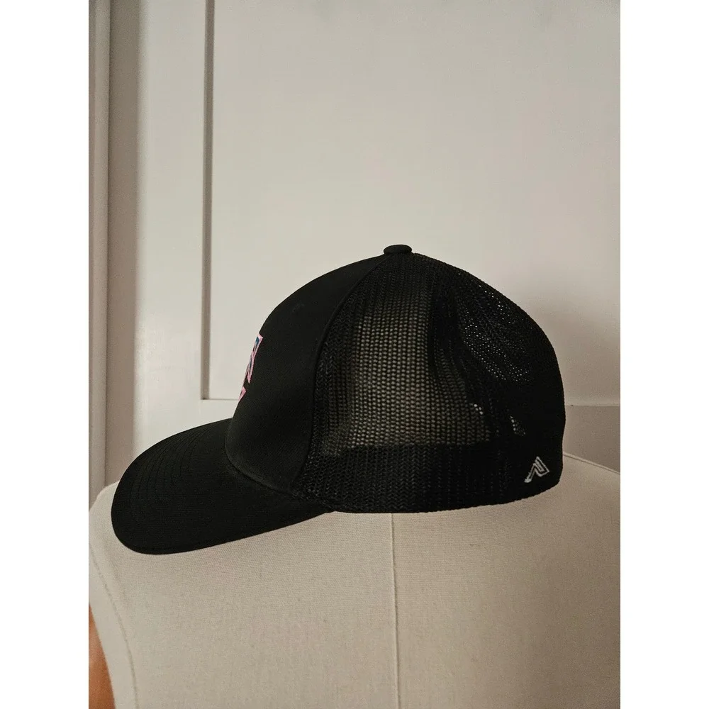 Pacific Headwear 404M Trucker Hat Cap Black PG Logo Men's Size L-XL Flexfit